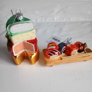 Festive Cheese and Wine Ornament Set